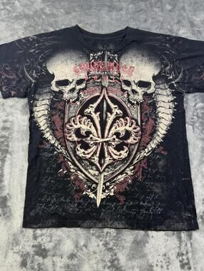 Xzavier Vintage Men's Gothic Skull Black T-Shirt